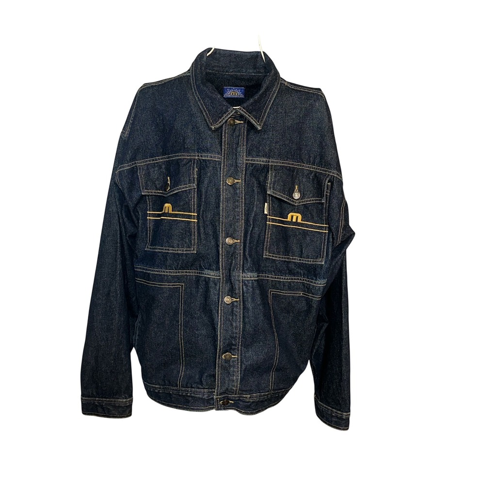 Vintage Meoshe Sport Denim Jacket Indigo Blue 90s Streetwear XXL Made in USA